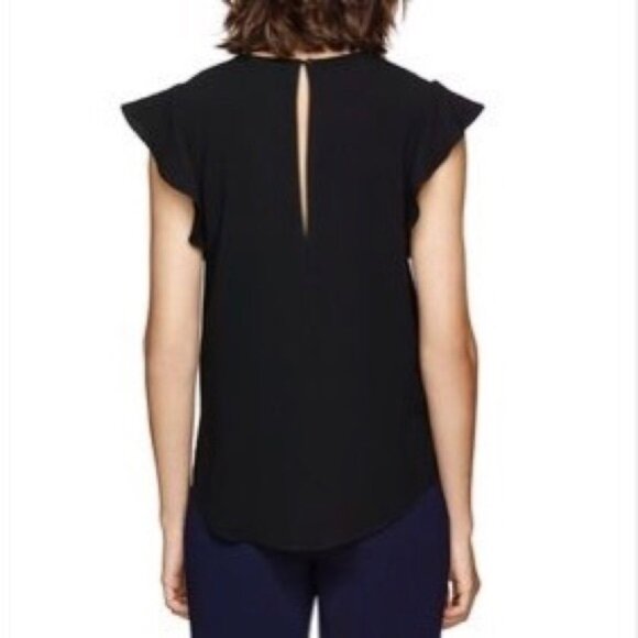 Aritzia Babaton Chaplin Flutter Sleeve Blouse Navy - Picture 15 of 16